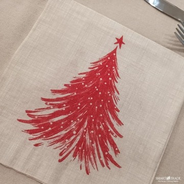 Trees ⫸ Spunlace Micro Πετσέτα Φαγητού Κόκκινο Χριστουγεννιάτικο Δέντρο 40x40