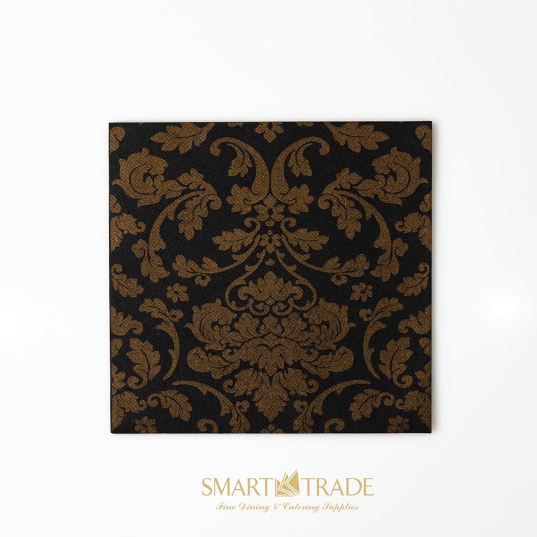 Plus Victoria Nero ⫸ Airlaid Πετσέτα Φαγητού Μαύρο Με Σχέδιο- 40x40cm