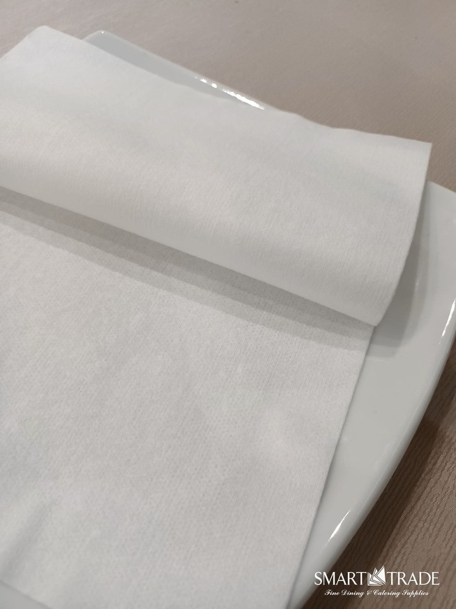 NUVOLA BIANCO ⫸ Spunlace πετσέτα φαγητού μονόχρωμη λευκή- 40x40cm