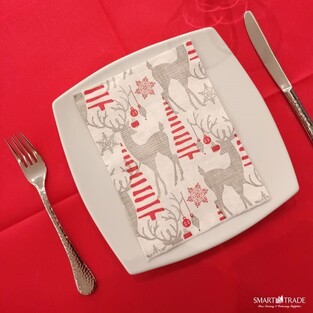 Wish Rosso  ⫸ Airwave Onda Πετσέτα Φαγητού Με Χριστουγεννιάτικα Σχέδια Σε Κόκκινο & Ασημί 40Χ30