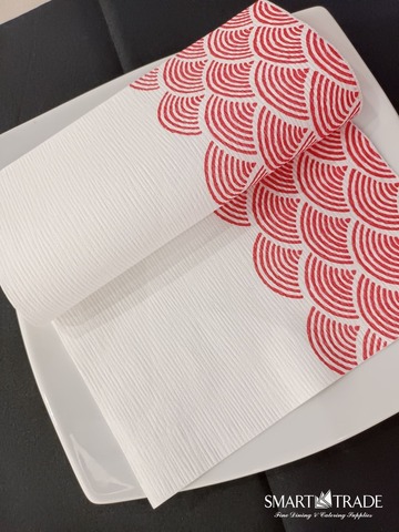 Onda Oriente Rosso ⫸ Airwave Napkin White with Red Pattern