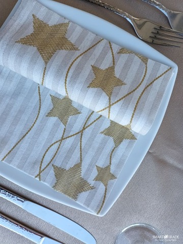 Starry Oro ⫸ Spunlace Πετσέτα Φαγητού Με Χρυσά Αστέρια 40X40cm