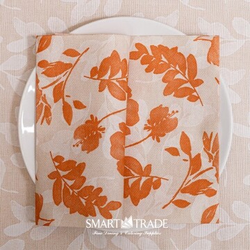 Mono Garden Terracotta ⫸ Airlaid Napkin In Orange Floral Design
