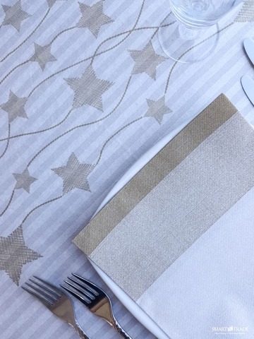 Starry Oro ⫸ Spunlace Micro Τραπεζομάντηλο Κρεμ Με Χρυσό 100Χ100cm